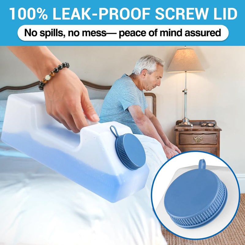 Tilcare Portable Urinals for Men Spill Proof Nighttime Glow in The Dark Lid- 3000 ml/101 Oz, Pee Bottles for Men, Urine Bottle for Men, Male Urinal Spill Proof, Pee Cup, Mens Urinal Bottle, Pee jug - Image 3
